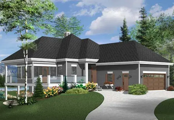 Traditional house plans 5-1316 - front exterior, 2,596 sq ft, 4 bed, 3 bath house plans | Monster House Plans