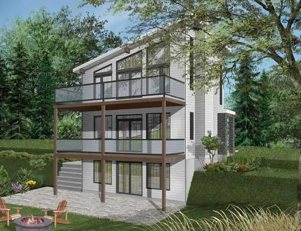 Modern house plans 5-1317 - front exterior, 1,344 sq ft, 2 bed, 1 bath house plans | Monster House Plans