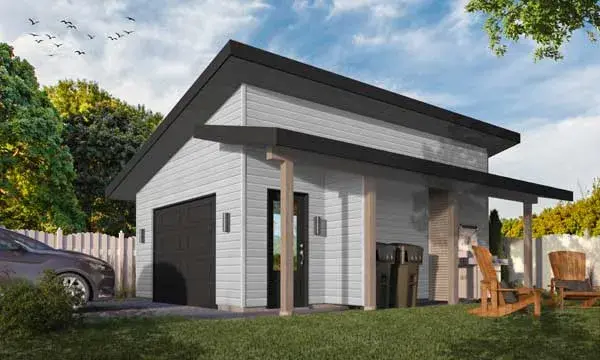 Contemporary house plans 5-1323 - front exterior, 384 sq ft, 0 bed, 0 bath house plans | Monster House Plans