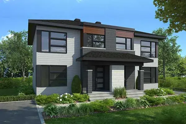 Modern house plans 5-1327 - front exterior, 2,760 sq ft, 6 bed, 2 bath house plans | Monster House Plans