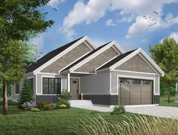 Craftsman house plans 5-1330 - front exterior, 1,317 sq ft, 2 bed, 1 bath house plans | Monster House Plans