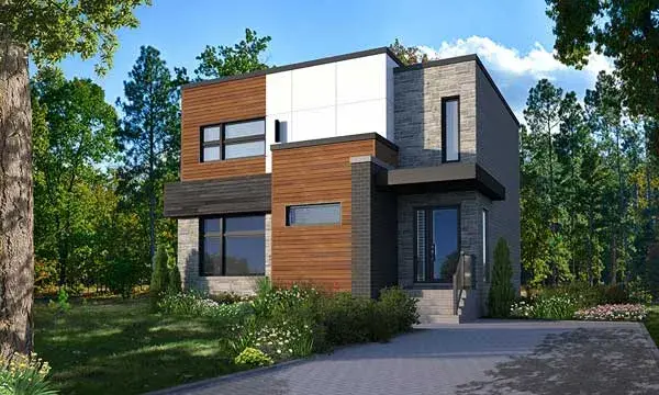 Modern house plans 5-1332 - front exterior, 1,680 sq ft, 3 bed, 1 bath house plans | Monster House Plans