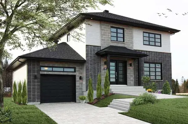 Modern house plans 5-1333 - front exterior, 1,700 sq ft, 3 bed, 1 bath house plans | Monster House Plans