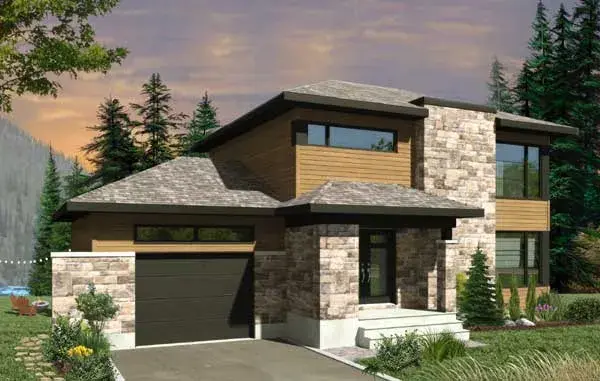 Modern house plans 5-1335 - front exterior, 2,614 sq ft, 3 bed, 2 bath house plans | Monster House Plans