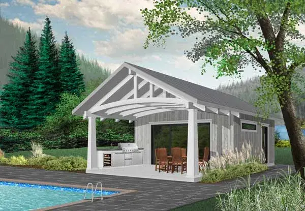 Mountain Rustic house plans 5-1348 - front exterior, 360 sq ft, 1 bed, 1 bath house plans | Monster House Plans