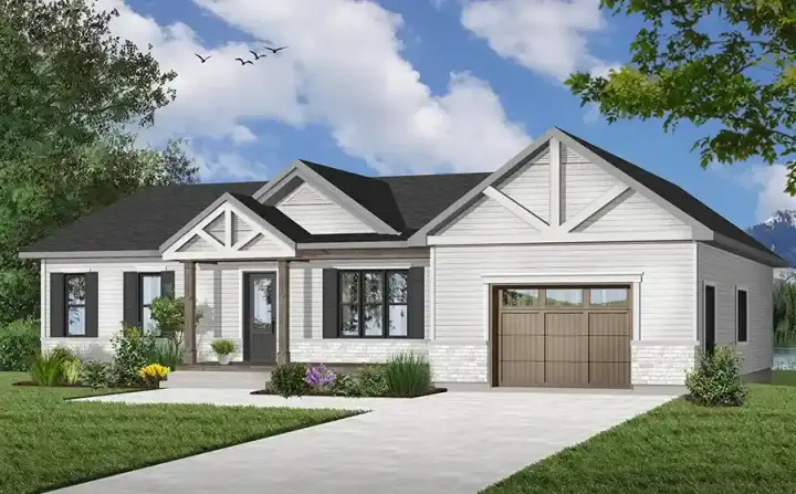 Country house plans 5-1359 - front exterior, 988 sq ft, 2 bed, 1 bath house plans | Monster House Plans