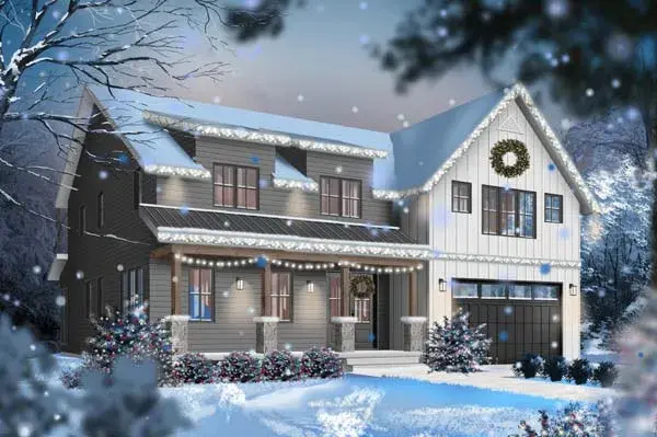 Modern Farmhouse house plans 5-1368 - front exterior, 3,497 sq ft, 5 bed, 4 bath house plans | Monster House Plans