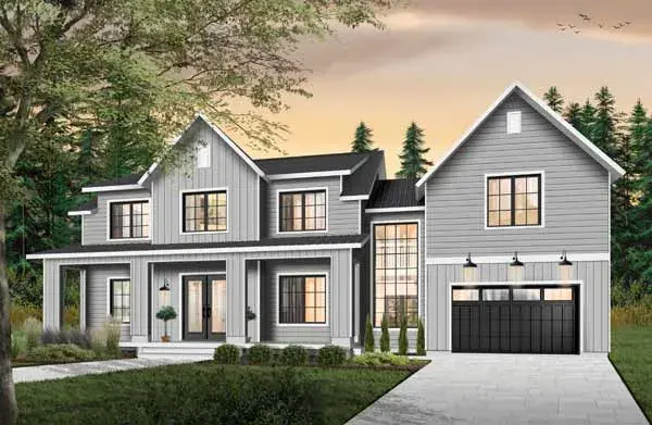 Modern Farmhouse house plans 5-1378 - front exterior, 3,599 sq ft, 4 bed, 3 bath house plans | Monster House Plans