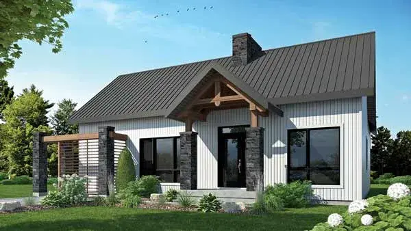 Mountain Rustic house plans 5-1380 - front exterior, 1,212 sq ft, 2 bed, 1 bath house plans | Monster House Plans