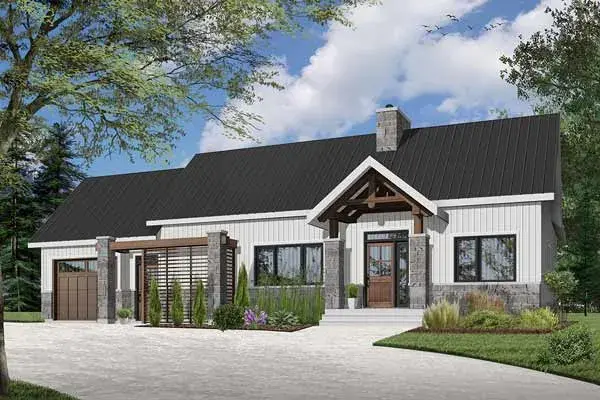 Mountain Rustic house plans 5-1381 - front exterior, 1,212 sq ft, 2 bed, 1 bath house plans | Monster House Plans