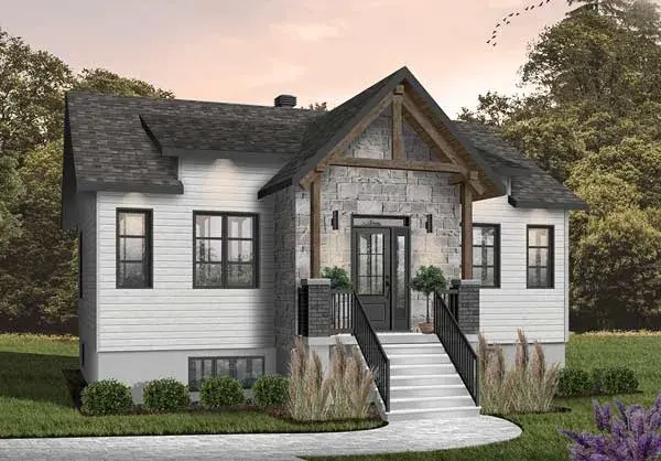 Craftsman house plans 5-1385 - front exterior, 1,229 sq ft, 2 bed, 1 bath house plans | Monster House Plans