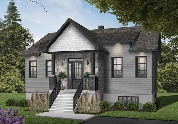 Craftsman house plans 5-1386 - front exterior, 1,102 sq ft, 2 bed, 1 bath house plans | Monster House Plans
