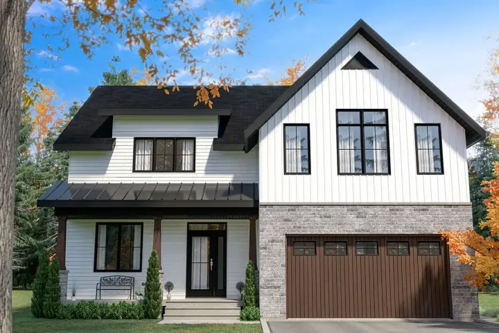 Modern Farmhouse house plans 5-1387 - front exterior, 2,496 sq ft, 4 bed, 2 bath house plans | Monster House Plans