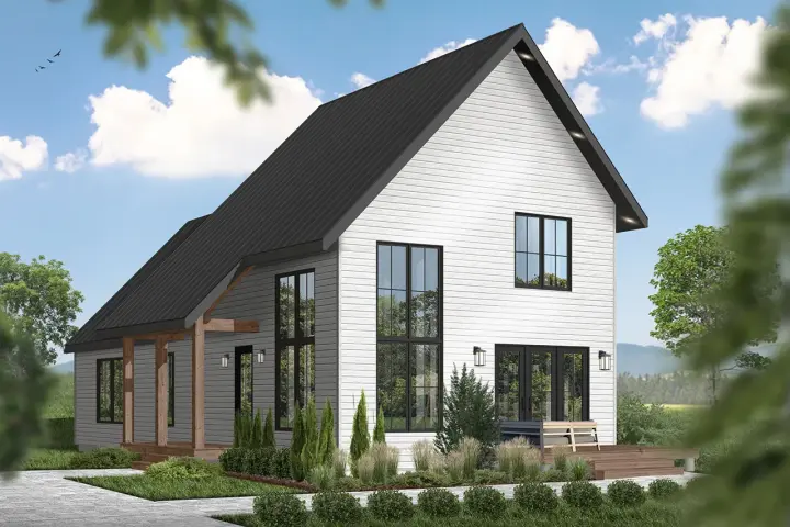 Contemporary house plans 5-1396 - front exterior, 1,512 sq ft, 3 bed, 2 bath house plans | Monster House Plans