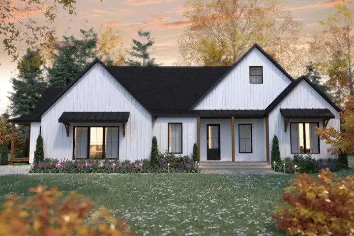 Modern Farmhouse house plans 5-1399 - front exterior, 1,928 sq ft, 2 bed, 2 bath house plans | Monster House Plans