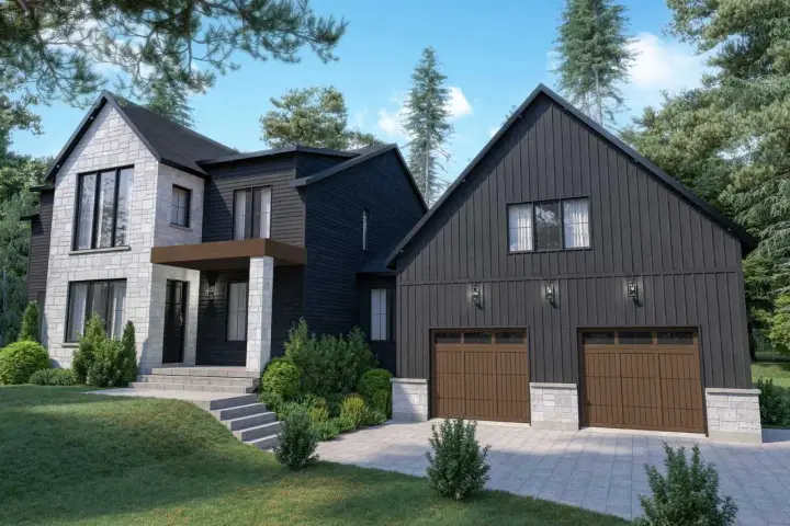 Modern house plans 5-1400 - front exterior, 2,965 sq ft, 3 bed, 2 bath house plans | Monster House Plans