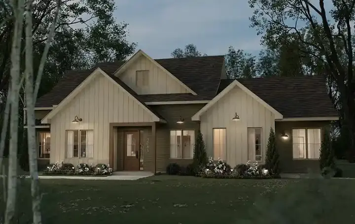 Transitional house plans 5-1410 - front exterior, 2,925 sq ft, 4 bed, 3 bath house plans | Monster House Plans