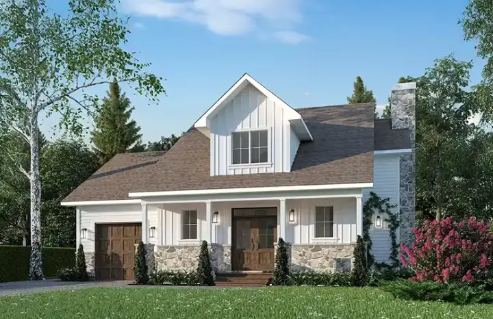 Country house plans 5-1412 - front exterior, 1,622 sq ft, 3 bed, 2 bath house plans | Monster House Plans