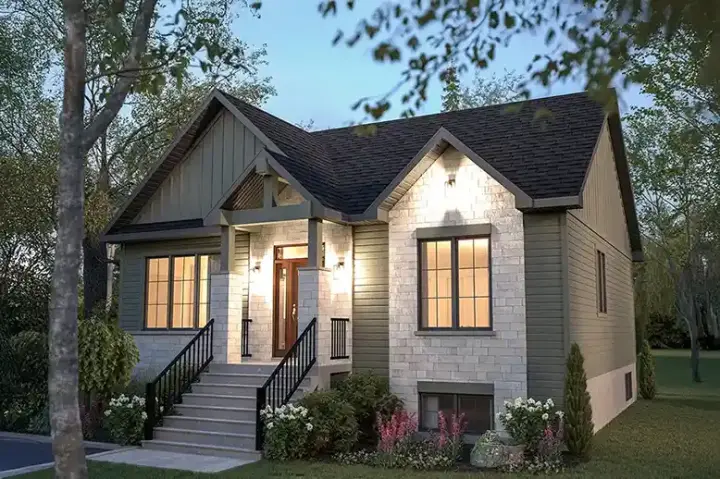 Transitional house plans 5-1420 - front exterior, 1,224 sq ft, 2 bed, 1 bath house plans | Monster House Plans