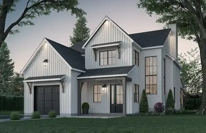 Modern Farmhouse house plans 5-1425 - front exterior, 2,150 sq ft, 3 bed, 2 bath house plans | Monster House Plans