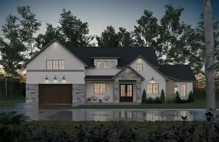 Modern Farmhouse house plans 5-1428 - front exterior, 2,179 sq ft, 2 bed, 2 bath house plans | Monster House Plans