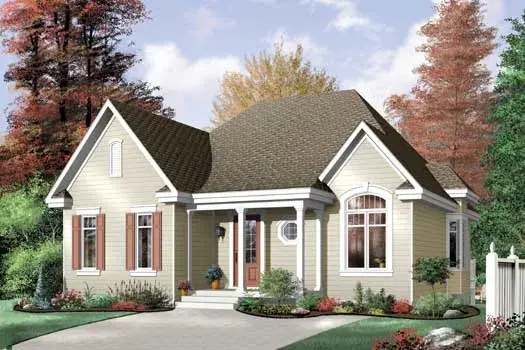 Traditional house plans 5-143 - front exterior, 1,102 sq ft, 2 bed, 1 bath house plans | Monster House Plans