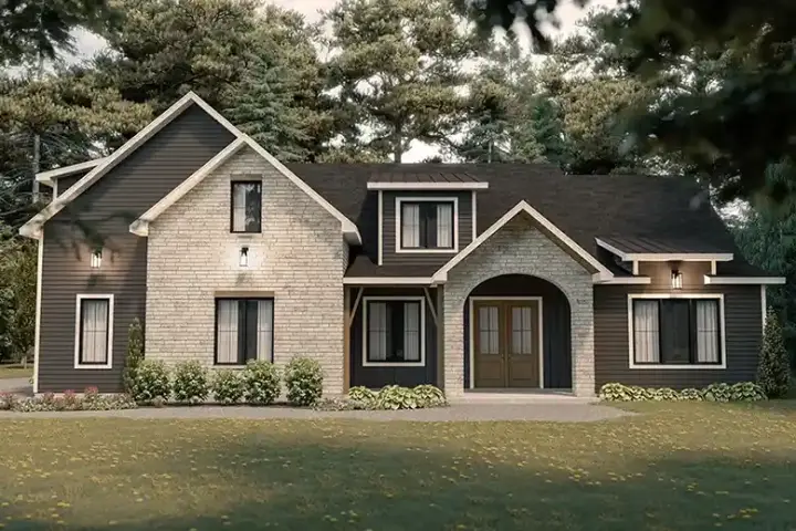 Modern Farmhouse house plans 5-1434 - front exterior, 2,660 sq ft, 3 bed, 2 bath house plans | Monster House Plans