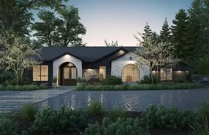 Transitional house plans 5-1436 - front exterior, 1,947 sq ft, 3 bed, 2 bath house plans | Monster House Plans