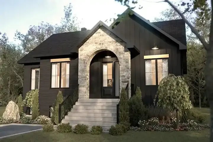 European house plans 5-1440 - front exterior, 1,465 sq ft, 2 bed, 1 bath house plans | Monster House Plans