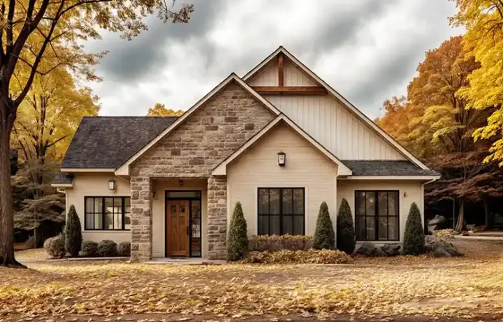 Modern Farmhouse house plans 5-1443 - front exterior, 1,629 sq ft, 2 bed, 2 bath house plans | Monster House Plans