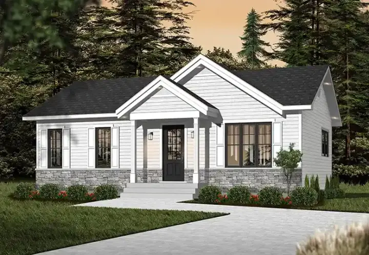 Accessory Dwelling Unit house plans 5-1444 - front exterior, 936 sq ft, 2 bed, 1 bath house plans | Monster House Plans