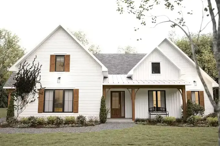 Modern Farmhouse house plans 5-1447 - front exterior, 2,717 sq ft, 4 bed, 3 bath house plans | Monster House Plans