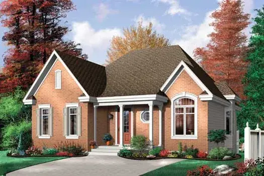 Traditional house plans 5-145 - front exterior, 1,102 sq ft, 2 bed, 1 bath house plans | Monster House Plans