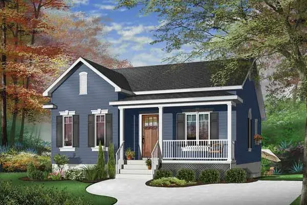 Traditional house plans 5-149 - front exterior, 1,026 sq ft, 2 bed, 1 bath house plans | Monster House Plans