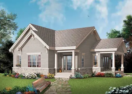 Traditional house plans 5-172 - front exterior, 1,134 sq ft, 1 bed, 1 bath house plans | Monster House Plans