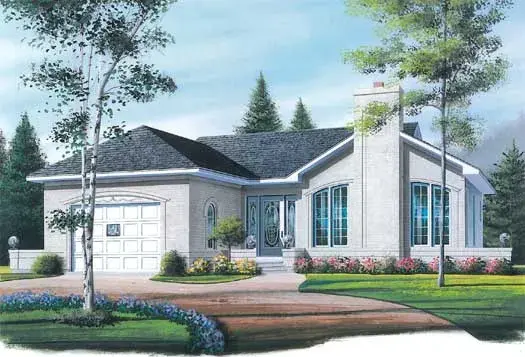 European house plans 5-179 - front exterior, 1,080 sq ft, 2 bed, 1 bath house plans | Monster House Plans