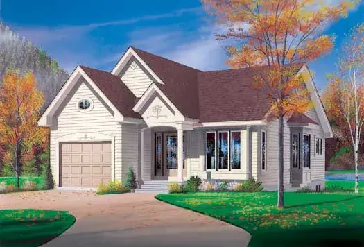 Traditional house plans 5-180 - front exterior, 1,103 sq ft, 2 bed, 1 bath house plans | Monster House Plans