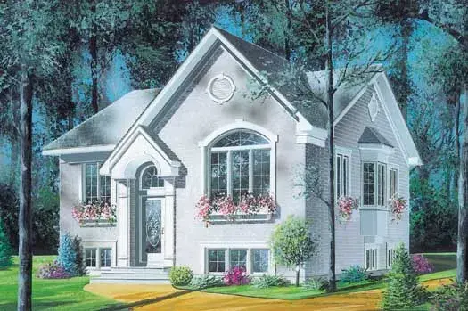 European house plans 5-208 - front exterior, 1,146 sq ft, 2 bed, 1 bath house plans | Monster House Plans