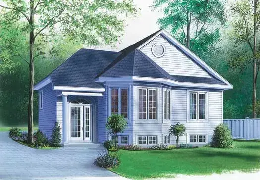 Traditional house plans 5-222 - front exterior, 975 sq ft, 2 bed, 1 bath house plans | Monster House Plans