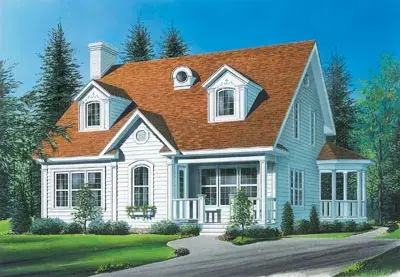 Cape Cod house plans 5-257 - front exterior, 2,056 sq ft, 3 bed, 1 bath house plans | Monster House Plans