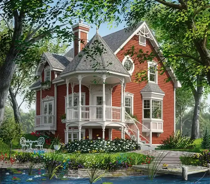 Victorian house plans 5-264 - front exterior, 1,597 sq ft, 3 bed, 0 bath house plans | Monster House Plans