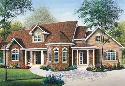 Traditional house plans 5-281 - front exterior, 2,259 sq ft, 3 bed, 2 bath house plans | Monster House Plans