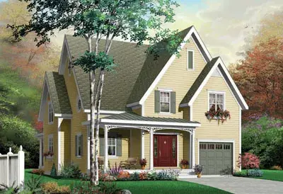 Country house plans 5-288 - front exterior, 1,875 sq ft, 3 bed, 1 bath house plans | Monster House Plans