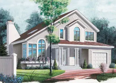Contemporary house plans 5-290 - front exterior, 2,089 sq ft, 3 bed, 1 bath house plans | Monster House Plans