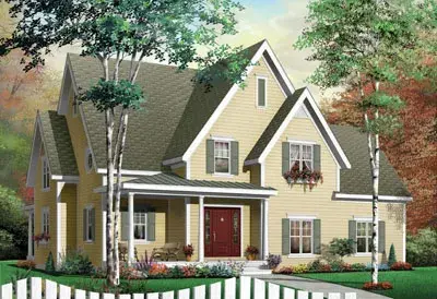 Country house plans 5-293 - front exterior, 2,028 sq ft, 3 bed, 2 bath house plans | Monster House Plans