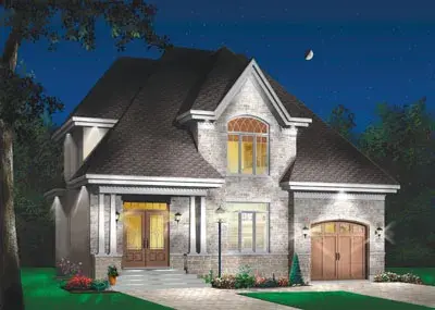 European house plans 5-294 - front exterior, 1,874 sq ft, 4 bed, 2 bath house plans | Monster House Plans