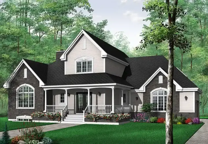 Country house plans 5-295 - front exterior, 2,204 sq ft, 3 bed, 2 bath house plans | Monster House Plans