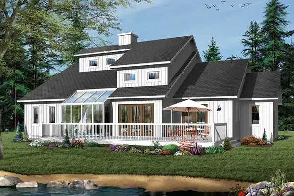 Contemporary house plans 5-297 - front exterior, 2,100 sq ft, 3 bed, 2 bath house plans | Monster House Plans