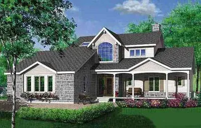 Traditional house plans 5-323 - front exterior, 1,953 sq ft, 3 bed, 2 bath house plans | Monster House Plans