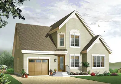 Traditional house plans 5-327 - front exterior, 1,495 sq ft, 3 bed, 2 bath house plans | Monster House Plans